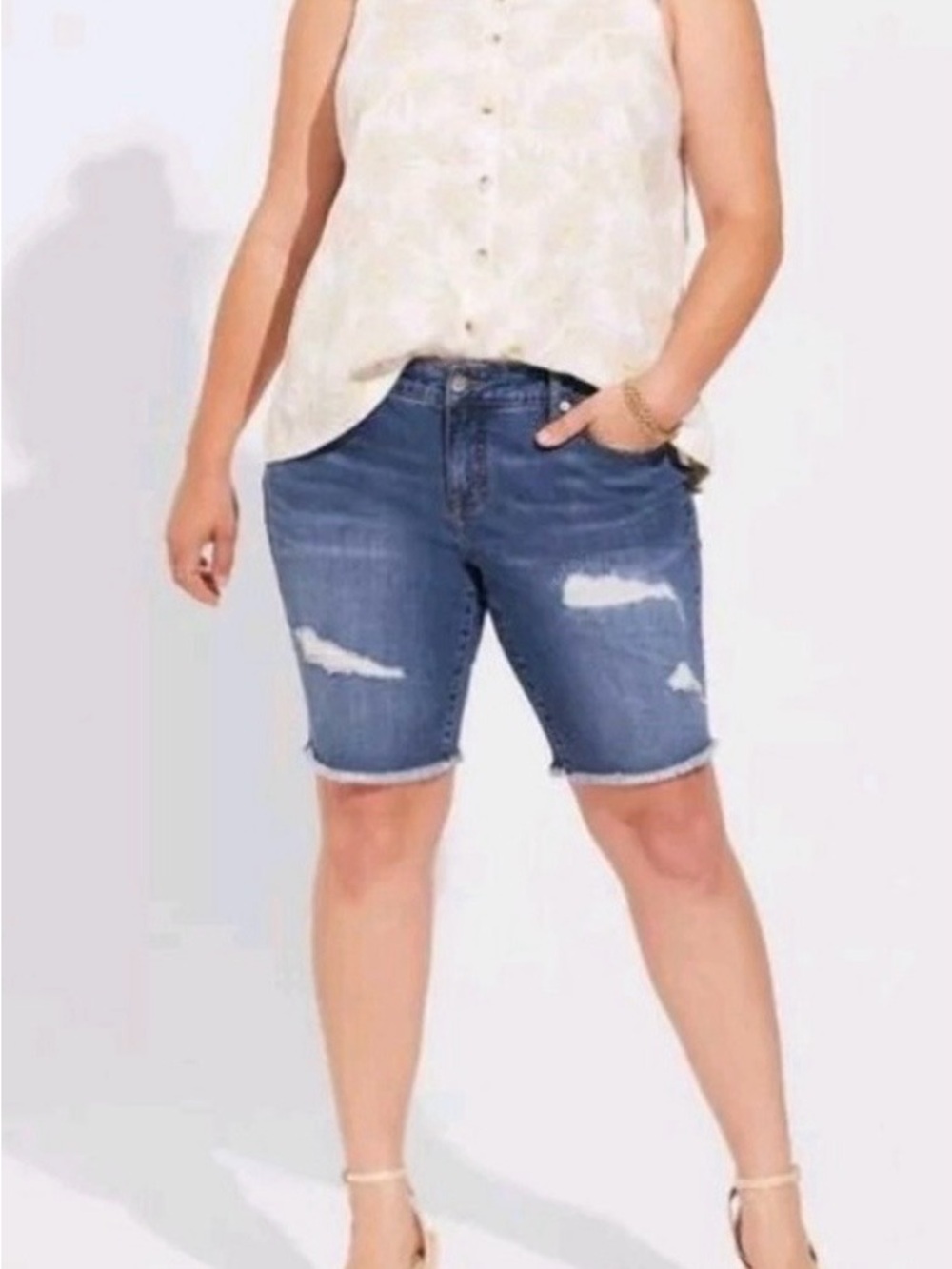 Torrid boyfriend Bermuda short destructed - size 18